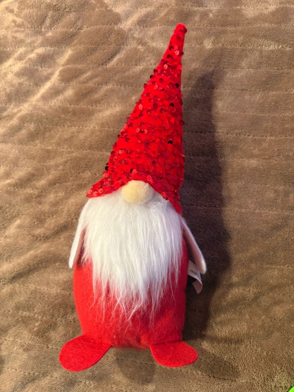 Red Holiday Gnome Plush Décor with White Beard